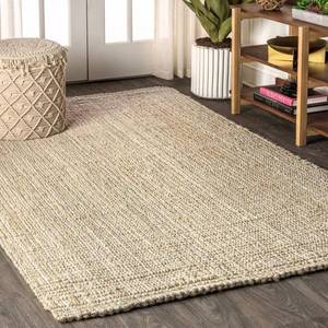 lot 2374 image: 4x6 Hiro Hand Woven Chunky Jute Area Rug Ivory - JONATHAN Y
