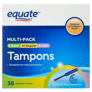 lot 3609 image: Multi pack of 36 Tampons, 8 Light, 20 Regular and 8 Super absorbency