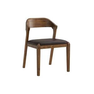 lot 3607 image: Boraam Rasmus Faux Leather and Wood Dining Side Chair Chestnut Wire-Brush Finish
