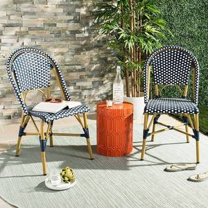 lot 5024 image: Safavieh Salcha Outdoor French Bistro Side Chair Set of 2-NavyWhite