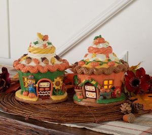 lot 3626 image: As Is Set of 2 Illuminated Harvest Cupcake