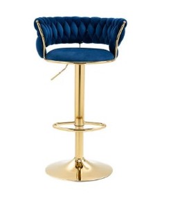 lot 1664 image: Toweling Fabric Adjustable Height Blue Swivel Barstools Set Of 2- Retail $179.99