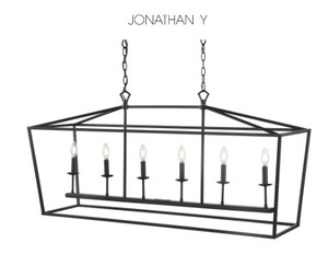 lot 1670 image: JONATHAN Y Lighting Pagoda 6 Light 49 Wide LED Taper Candle Chandelier
