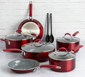 lot 2404 image: Cooking Light 12-Piece Cookware Set, Red-Retail - $99.00&nbsp