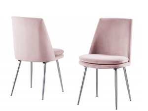 lot 1661 image: Best Master Furniture Amina Upholstered Dining Chair Set Of 2, Pink