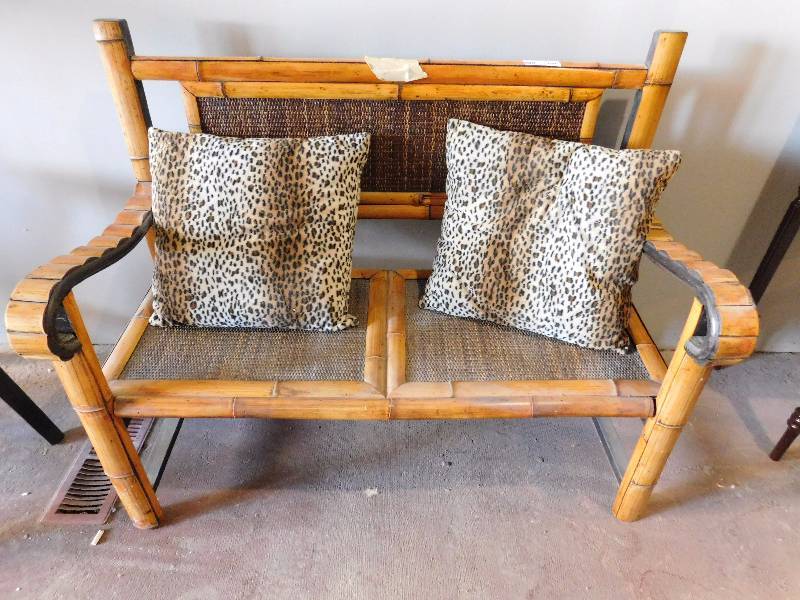 lot 240 image: Wood Loveseat