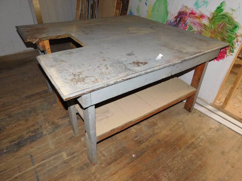 lot 306 image: Wood Table with Metal Top