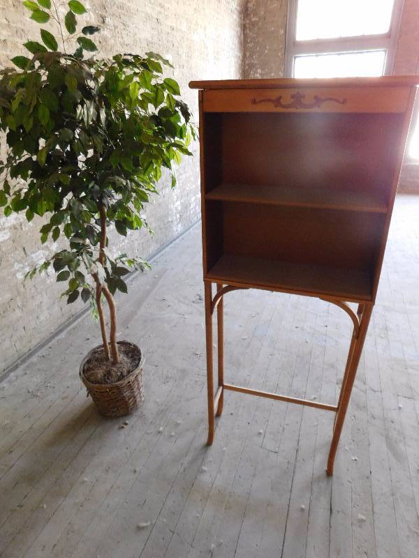 lot 331 image: Wood Cabinet and Fake Tree