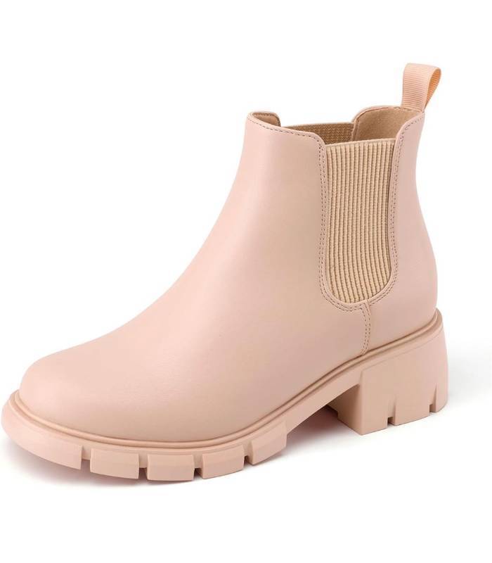 lot 3114 image: Womens Platform Chelsea Boots Lug Sole Slip On Chunky Block Heel Ankle Booties