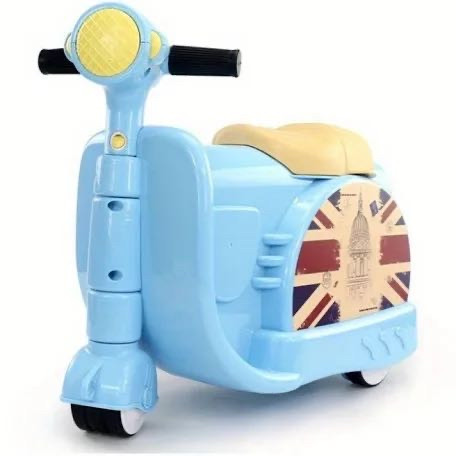 lot 3123 image: Childrens Two-in-one Sliding Luggage Cart Can Be Used As A Sitting And Riding Luggage Box, Baby Travel Tool, Without Electricity, Riding Suitcase