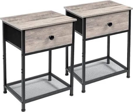 lot 3124 image: AMHANCIBLE Night Stand Set 2, Small End Side Tables Living Room with Greige