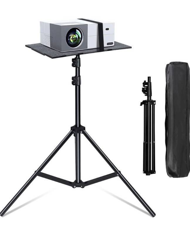 lot 6154 image: YOWHICK Projector Tripod Stand for 23 to 61, Foldable Laptop Tripod, Multifunctional DJ RacksProjector Stand with Adjustable Height, Perfect for Office, Home, Stage or Studio