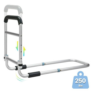 lot 1002 image: Oasisspace Bed Rail, Bedside Fall Prevention Grab Bar Mobility Aid for Elderly Seniors, Handicap, Adjustable Adult Bed Rail Cane Fits King, Queen, Full, Twin - Stability Standing Bar Handle