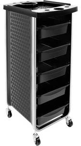 lot 1010 image: Grosper Salon Trolley Cart��With 5 Drawers��Dryer Holder��Suitable for Barber Stores��Hair Salon Beauty Cart��Nail Salons��Spas��Tattoo��medical��Multipurpose Tool Cart,Black