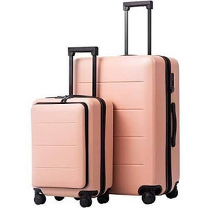 lot 1045 image: Luggage Suitcase Piece Set Carry On ABSPC Spinner Trolley with pocket Compartmnet Weekend Bag (Sakura pink, 2-piece Set)