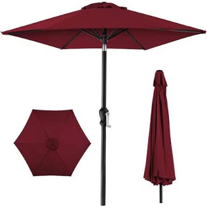 lot 1049 image: 11ft Burgundy Market Umbrella - Stock Photo Approximate
