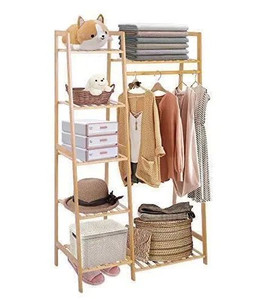 lot 1056 image: Ufine Bamboo Garment Rack 7-Tier Storage Shelves Clothes Hanging Rack, Heavy - 43.5��