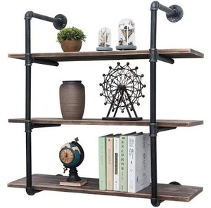 lot 1083 image: Industrial Pipe Shelving Wall Mounted