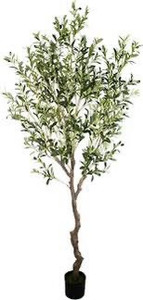 lot 1089 image: GUYUSO 7ft Tall (210cm high,1872lvs) Artificial Olive Tree in Pot Fake Olive Tree for Indoor Decoration