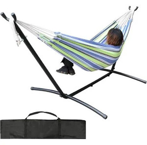 lot 1094 image: Double Hammock with Space Saving Steel Stand - Stand & Carrying Bag Only