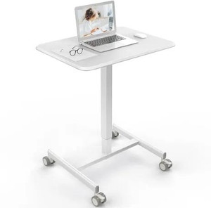 lot 1100 image: Claiks Mobile Standing Desk Adjustable Height, White, 28in
