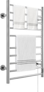 lot 1104 image: Towel Warmer 10 Bars Wall Mounted Heated Towel Racks for Bathroom Plug-inHardwired, Stainless Steel Hot Towel Rack with Timer Matte Silver