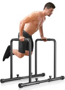 lot 1127 image: Dip Bar- Parallette Adjustable Exercise Bar, 1100lbs Dip Station Portable Functional Fitness Bar with Safety Connector, Heavy Duty Dip, Stand Body Press Bar