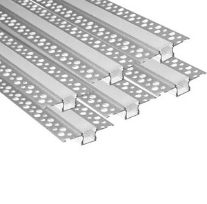 lot 1112 image: Plaster-in LED Aluminum Channel 6 Pack 6.6FT2 Meter LED Light Strip Diffuser Channel, Trimless Recessed Drywall Aluminum LED Profile for Wall and Ceiling with Milky Diffuser and End Caps