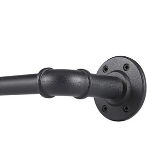 lot 1113 image: Rustic Curtain Rod, Industrial Curtain Rod, 48-86in Black