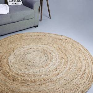 lot 1118 image: Hausattire Hand Woven Jute Braided Rug, 8 Round - Natural, Reversible Area Rugs for Living Room, Kitchen, 8 Feet Round