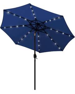 lot 1131 image: 9 ft Solar Umbrella 32 LED Lighted Patio Umbrella Table Market Umbrella with Tilt and Crank Outdoor Umbrella for Garden, Deck, Backyard, Pool and Beach (Navy Blue)