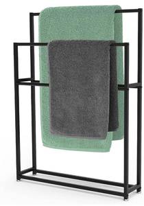 lot 1134 image: FoverOne 43 Tall Freestanding Towel Rack, 2 Tier Floor Blankets Rack Standing Towel Holder, Oversized Bath Towels Drying Rack for Bedroom Bathroom or Pool - Black