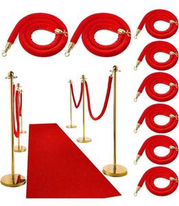 lot 1143 image: 8 Set Red Carpet Party Decorations, 23.6 Inch Posts and Velvet Ropes with 3.95 x 16.5ft Red Aisle Runway Rug for Red Carpet Night Movie Night Party Christmas Wedding Decoration