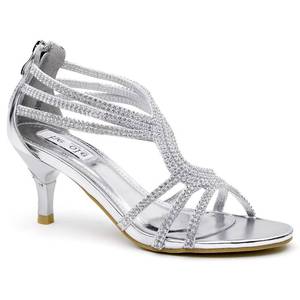 lot 1154 image: SheSole Womens Dress Sandal Low Heel Wedding Shoes Female Silver Size 8.5