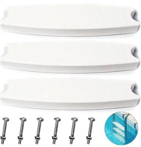 lot 1158 image: (3-Pack) 18 Universal Heavy-Duty Molded Plastic Swimming Pool Ladder Rung Steps