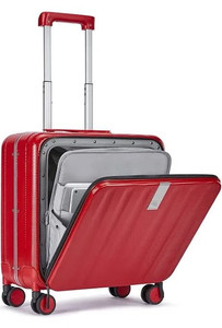 lot 1167 image: Lightweight Hardside Luggage 8 Spinner Silent Wheels Travel Suitcase, Red, Carry-On 18-Inch