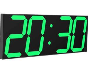 lot 1190 image: CHKOSDA Digital LED Wall Clock, Oversize Wall Clock with 6�� Numbers, Remote Control Count upCountdown Timer Clock, Auto Dimmer, Big Calendar and Thermometer(Green)