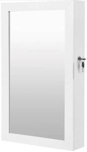 lot 1206 image: SONGMICS Lockable Jewelry Cabinet Armoire with Mirror, Wall-Mounted Space Saving Jewelry Storage Organizer, White UJJC51WT