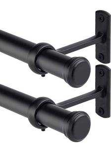 lot 1208 image: Black Curtain Rods 2 Pack, 1 Inch Curtain Rods for Windows 66 to 120, Ceiling Mount & Wall Mount Curtain Rod, Outdoor Curtain Rod, Adjustable Curtain Rod, Drapery Rod with Brackets