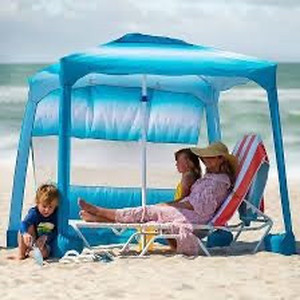 lot 1254 image: AMMSUN Beach Cabana,6.2�6.2 Canopy,Easy Set up and Take Down,Cool Tent with Sand Pockets,Instant Sun Shelter with Privacy Sunwall,Sky Blue