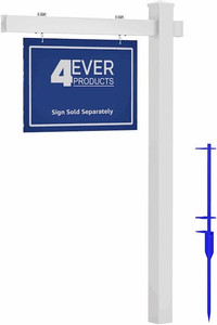 lot 1233 image: 4Ever Products Vinyl Real Estate Sign Post - 6 White Post