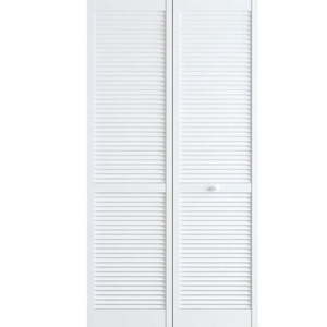 lot 1234 image: Kimberly Bay Louvered Wood Primed Bi-Fold Door