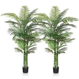 lot 1239 image: Artificial Golden Cane Palm Tree 6 Feet Fake Plant for Home Decor Indoor Outdoor Faux Areca Palm Tree in Pot for Home Office Perfect Housewarming Gift, 2 Pack
