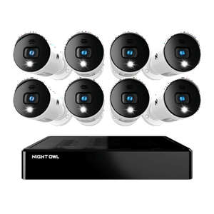 lot 1267 image: Night Owl Security Camera System CCTV 8 Channel Bluetooth DVR with 1TB Hard Drive 8 Wired 1080p HD Spotlight Surveillance Bullet Cameras Audio Enabled Indoor Outdoor Cameras with Night Vision - Retail $349.99