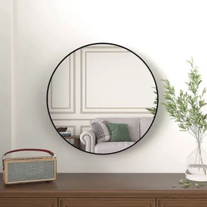 lot 1273 image: 16in Round Black Rimmed Mirror