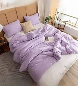 lot 1277 image: ROSGONIA Lavender Comforter Set King- 3pcs (1 Lilac Comforter & 2 Pillowcases) Light Purple Orchid King Comforter Set for Women and Girls- Reversible Soft Warm Lightweight Comforter for All Season