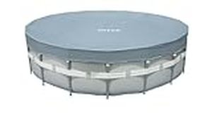lot 1287 image: Intex 28041E UV Resistant Deluxe Debris Pool Cover for 18-Foot Intex Ultra Frame Round Above Ground Pools Gray