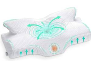 lot 1289 image: Elviros Cervical Memory Foam Pillow, Contour Pillows for Neck and Shoulder Pain, Ergonomic Orthopedic Sleeping Neck Contoured Support Pillow for Side Sleepers, Back and Stomach Sleepers