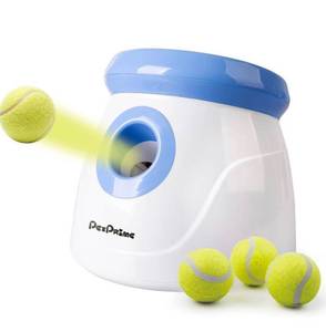 lot 1290 image: PetPrime Automatic Dog Ball Launcher Interactive Dog Fetch Machine Pet Toy 3 Tennis Balls Thrower for Dogs IndoorOutdoor Throwing Game Included Launch Distance 10-30ft