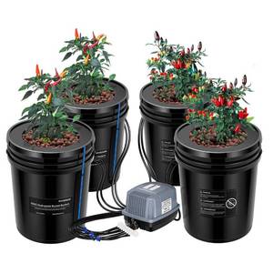 lot 1305 image: VIVOSUN 5 Gallon DWC Hydroponic System Kit (4 Bucket, Black)